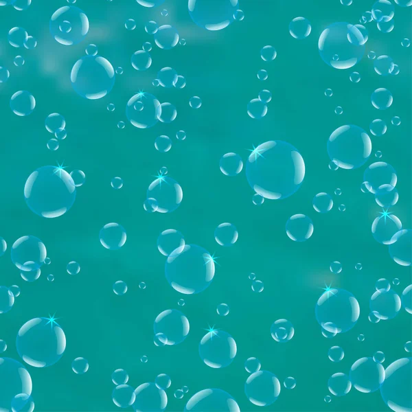 Realistické kapky čistou, čistou vodu na modrém pozadí — Stockový vektor