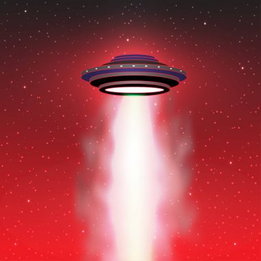 UFO ışık vektör. Yabancı gökyüzü kirişler. UFO Uzay gemisi ile demeti, daire ufo uçan illüstrasyon