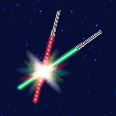 Işık kılıç. Silah fütüristik, parlak dövüş. Vektör çizim