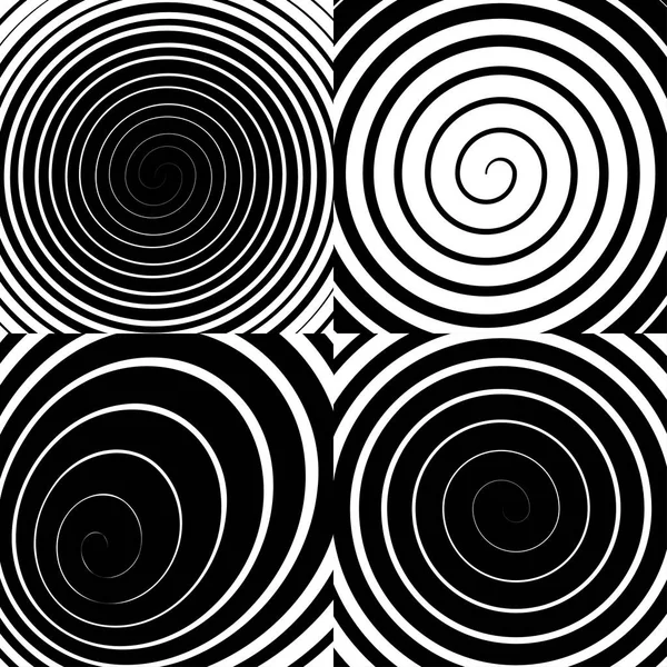 Psychedelische Spirale mit Radialstrahlen, Wirbel, verdrehter Comic-Effekt, Vektor-Set — Stockvektor