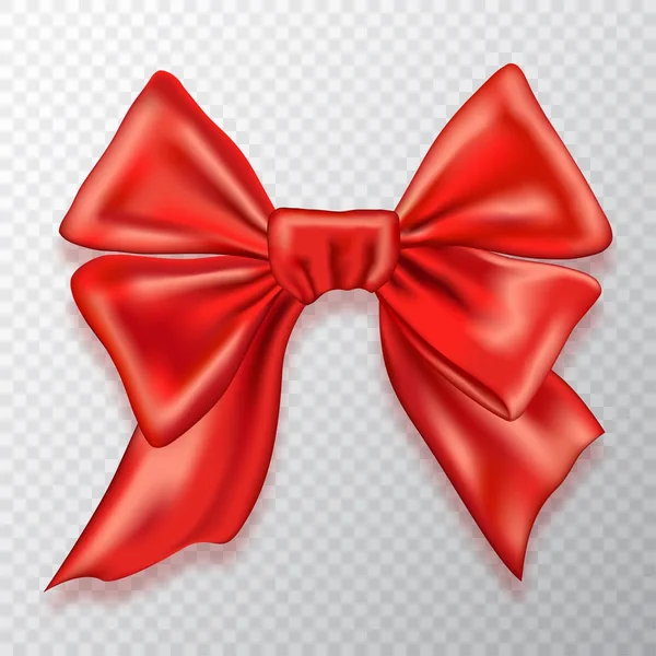 Festive bow, red satin, isolated on checkered background — Stock Vector