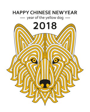 Çin yeni yılı arka plan ile yaratıcı stilize köpek