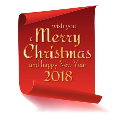 Mutlu Noeller, tebrik kartı. Kırmızı, kağıt afiş kış zemin üzerine eğri. Vektör çizim