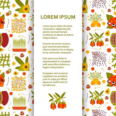 Düz poster veya başlık sayfası şablonu superfood simgeleri ile