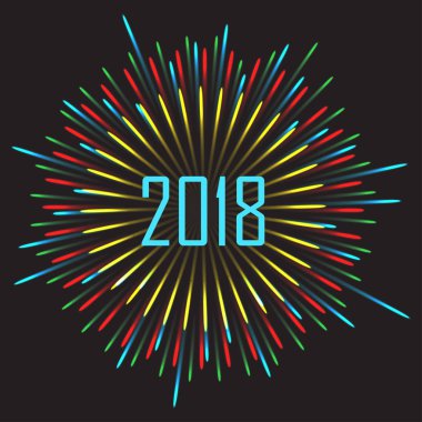 Mutlu yeni yıl 2018. Tatil vektör çizim ile şenlikli tipografik oluşturma.
