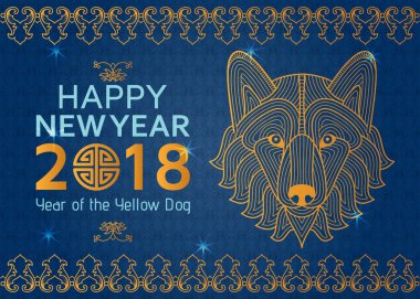 Çin yeni yılı arka plan ile yaratıcı stilize köpek