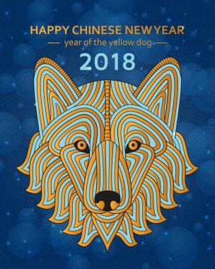 Çin yeni yılı arka plan ile yaratıcı stilize köpek