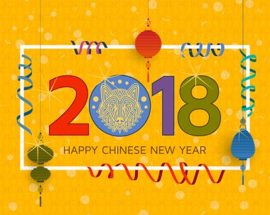 Çin yeni yılı arka plan ile yaratıcı stilize köpek