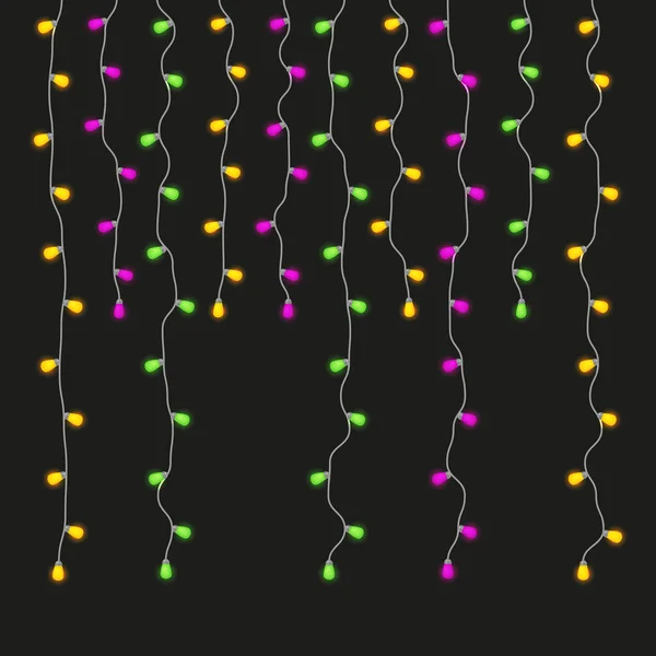 Lâmpadas de luz coloridas guirlandas definidas para o carnaval de Mardi Gras — Vetor de Stock