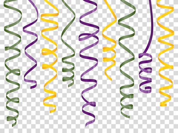 Цветные кудрявые ленты на прозрачном фоне — стоковый вектор