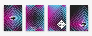 Broşür tasarımı noktalı çizgiler ve neon gradyanlar ile