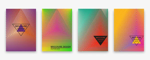 Broschüren-Design mit Halbtonlinien und Neon-Gradienten — Stockvektor