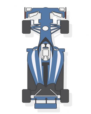 Formül Araba, beyaz arka plan üzerinde izole araba yarış. Üstten Görünüm. Vektör çizim