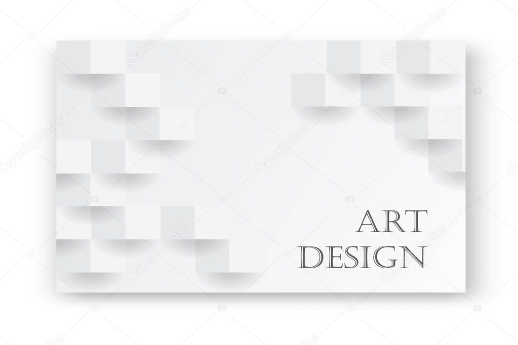 Abstract white background with brick shadow texture. Vector 3d white geometric backdrop. Simple clean white texture