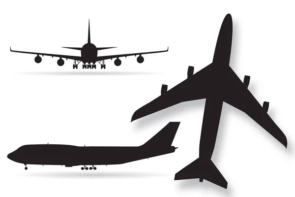 Silhouettes d'avion isolées sur fond blanc, illustration vectorielle d'avion — Image vectorielle