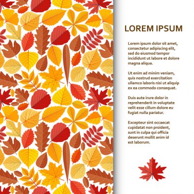 Düz poster veya başlık sayfası şablonu sonbahar yaprakları ile