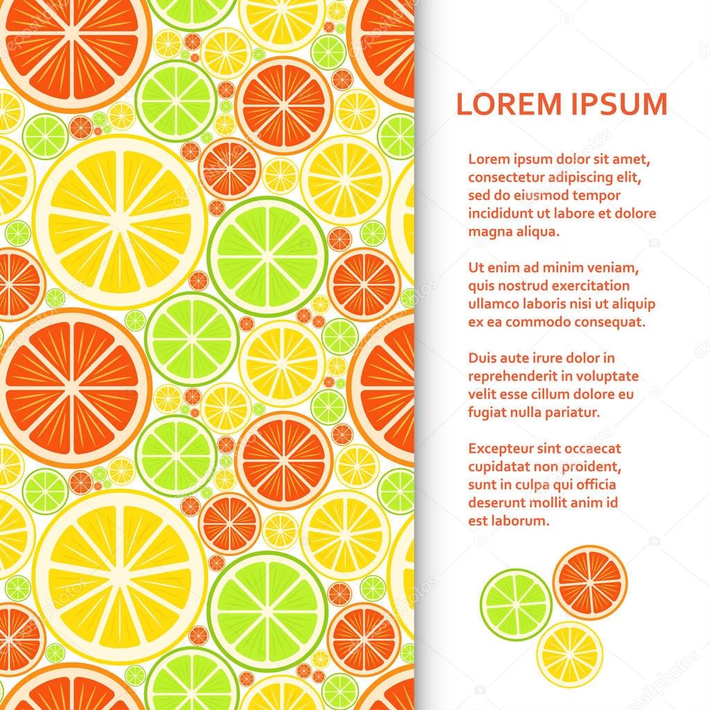 Flat poster or banner template with citrus fruits