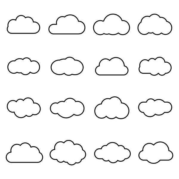 Σύννεφα γραμμή εικονίδιο τέχνης που απομονώνονται σε λευκό φόντο. Στοιχείο λύση αποθήκευσης, βάσεις δεδομένων, δικτύωση, το λογισμικό εικόνας, έννοια σύννεφο και Μετεωρολογίας — Διανυσματικό Αρχείο
