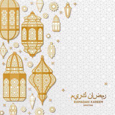 Ramazan Kareem arka plan. İslami Arapça fener. Tebrik kartı