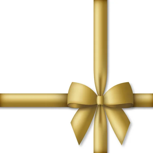 Декоративный золотой лук с золотыми лентами. Подарочная упаковка и праздничное оформление . — стоковый вектор