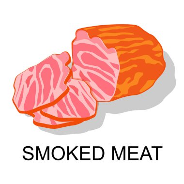 Tütsülenmiş et. Et ürünleri koleksiyonu. Vektör illüstrasyonu.