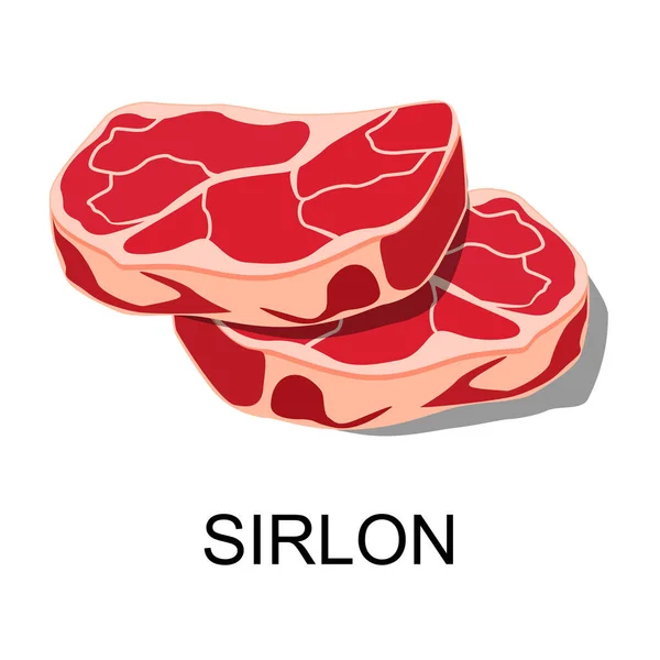 Sirlon. Coleção de produtos à base de carne. Ilustração vetorial . —  Vetores de Stock