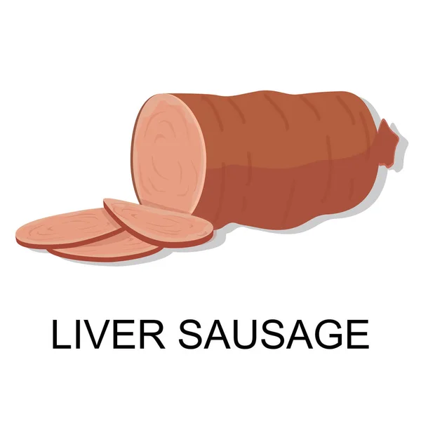 Salsicha de fígado. Coleção de produtos à base de carne. Ilustração vetorial . — Vetor de Stock