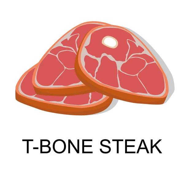 Csontos steak. Húsipari termékek gyűjtése. Vektorillusztráció. — Stock Vector
