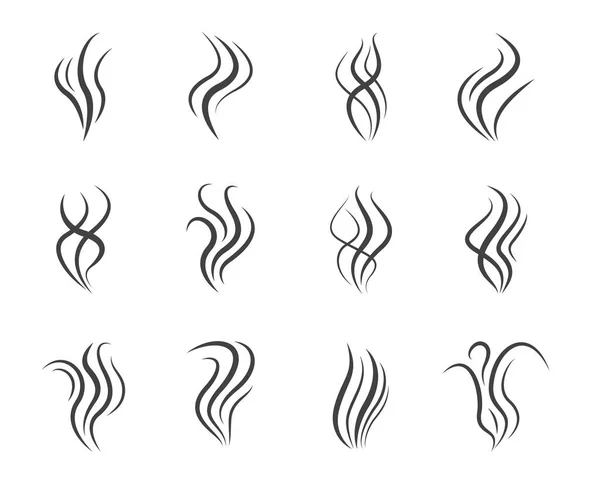 Conjunto de iconos de vapor de humo en diseño de silueta. Signos de olor a aroma — Vector de stock
