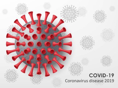 Coronavirus hastalığı COVID-19 geçmişi. Gerçekçi 3D virüs hücreleri