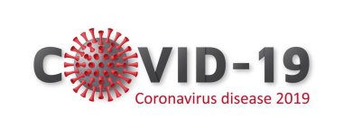 Coronavirus hastalığı COVID-19 geçmişi. Poster, afiş ve el ilanları için tipografi tasarımı logosu. Gerçekçi 3D virüs hücresi