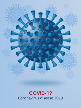Coronavirus hastalığı COVID-19 geçmişi. Gerçekçi 3D virüs hücreleri