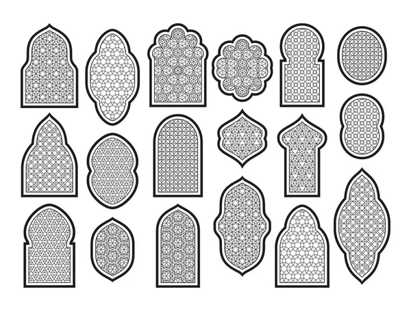 Finestre arabe o islamiche impostate. Illustrazione vettoriale . — Vettoriale Stock