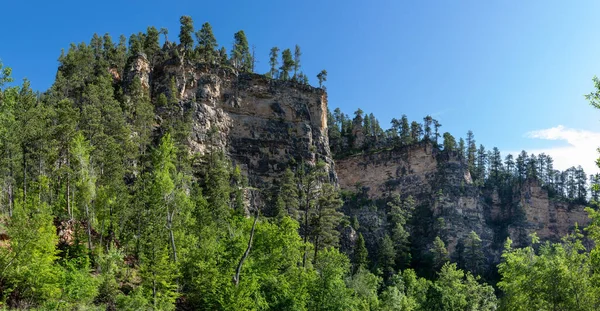 Hoge Kalkstenen Kliffen Lijn Van Route Van Spearfish Canyon Scenic — Stockfoto