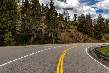 Kuzeye giden Idaho Yolu 75 Sawtooth Ulusal Ormanı 'ndan geçiyor..