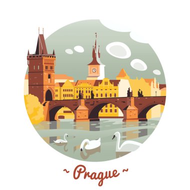 Prag Charles Köprüsü vektör çizim 