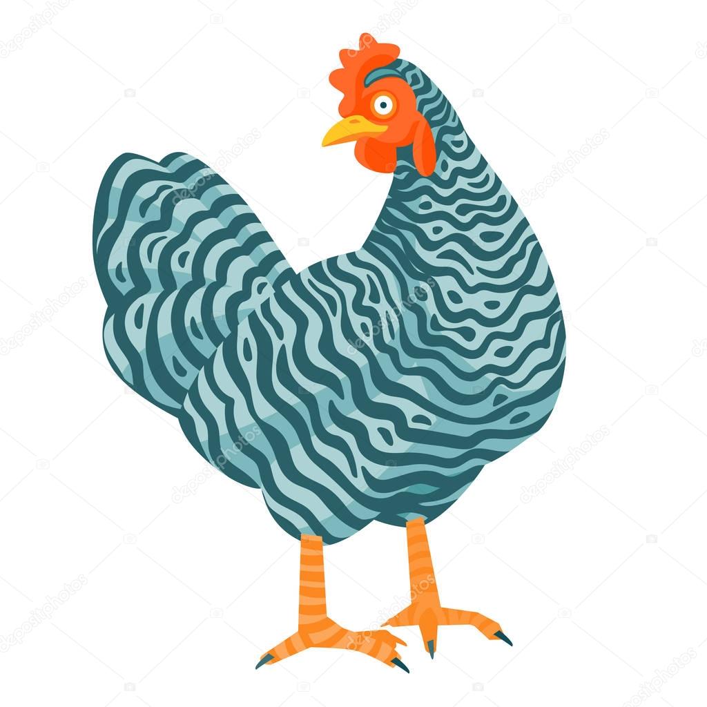 Speckled chicken funny vector illustration