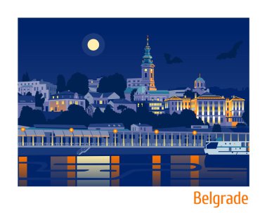 Gece Belgrad vektör çizim