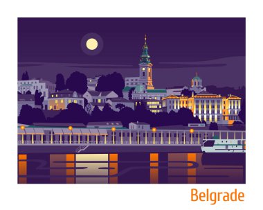 Gece Belgrad vektör çizim