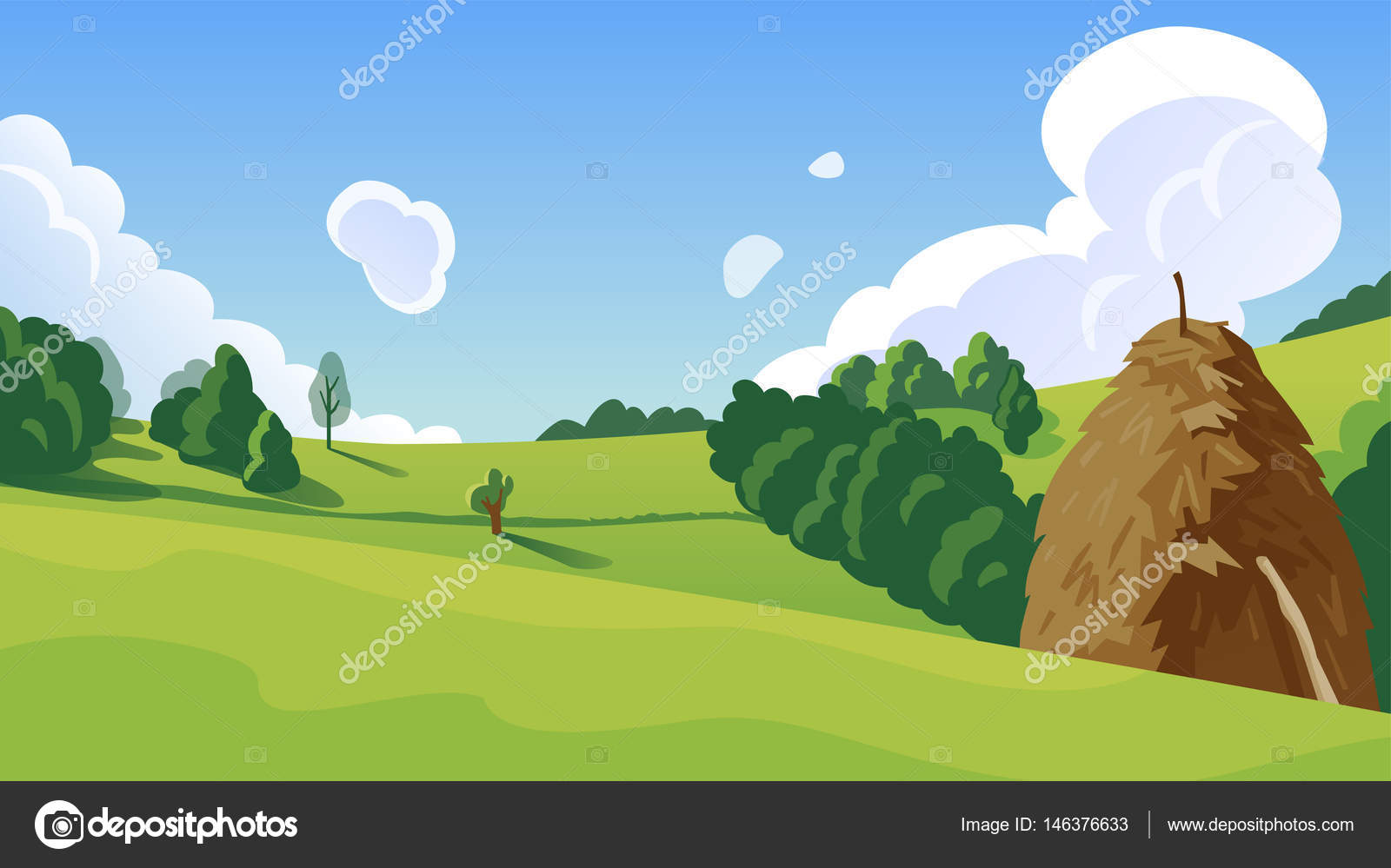 Ilustración vectorial del paisaje de dibujos animados — Vector de stock