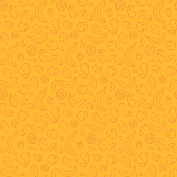 Fruits et baies sur motif jaune sans couture — Image vectorielle