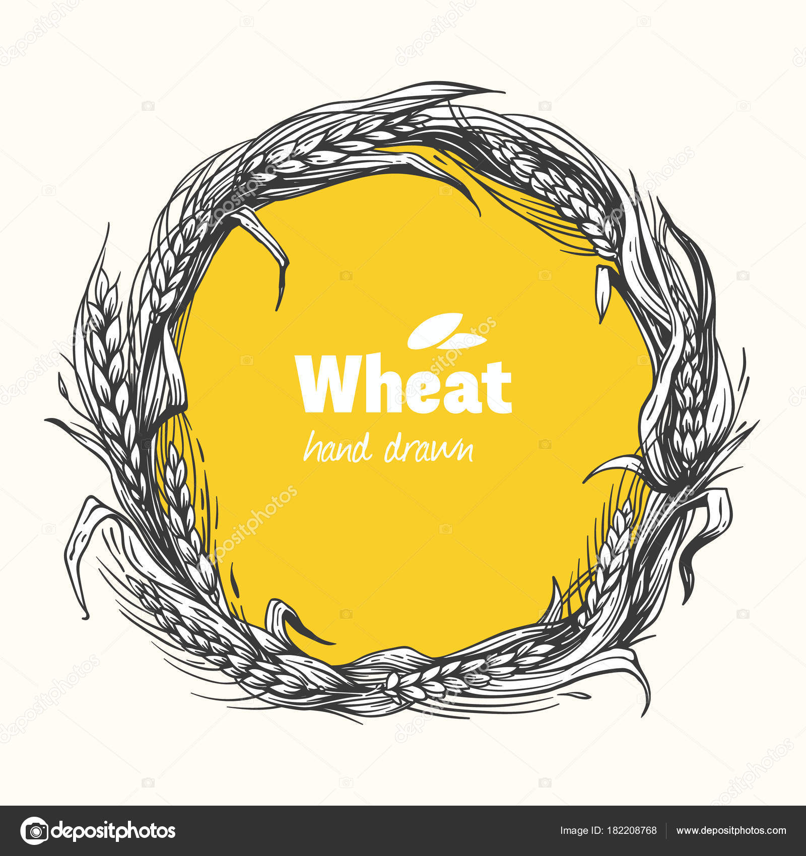 小麦花輪手書きベクトル図 ストックベクター C Ananci Art Gmail Com