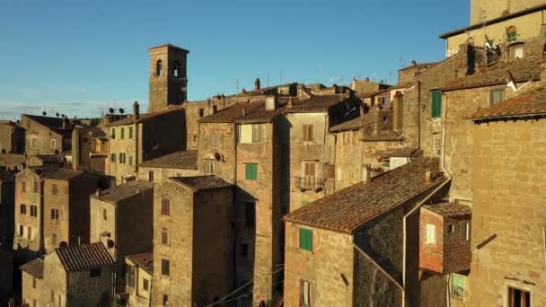 Ancient City Europe Medieval Fortress Town Italy Aerial View Drone — Stock Video