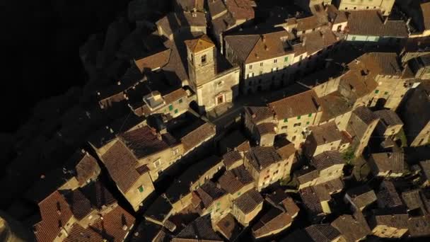 Ancient City Europe Medieval Fortress Town Italy Aerial View Drone — Stock Video
