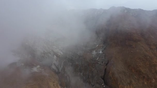 Erupción Del Volcán Cráter Del Volcán Niebla Del Cráter Península — Vídeo de stock