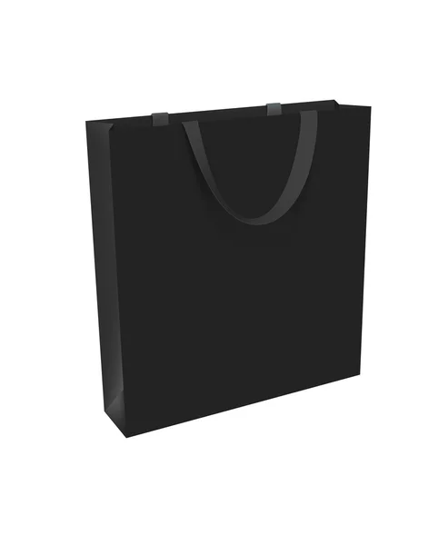 Isoleret sort indkøbspose med sort håndtag - Stock-foto