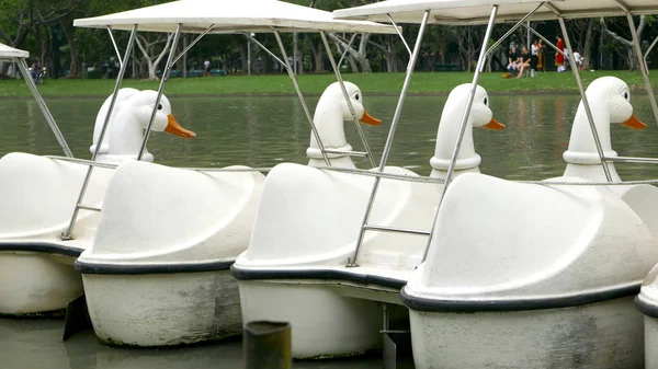 Vintage vit anka rekreation båt på sjön — Stockfoto