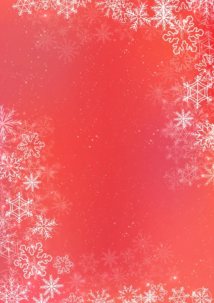 Fondo rojo de papel de invierno con borde de copo de nieve — Vector de stock