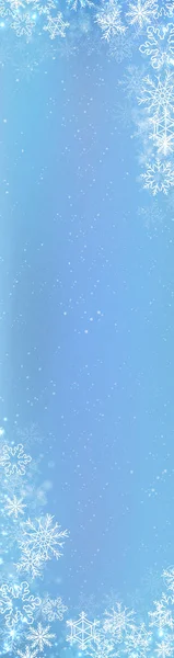 Inverno azul arranha-céu banner fundo com floco de neve — Vetor de Stock