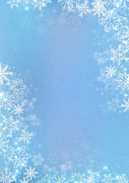 Fondo de papel de invierno azul con borde de copo de nieve — Vector de stock